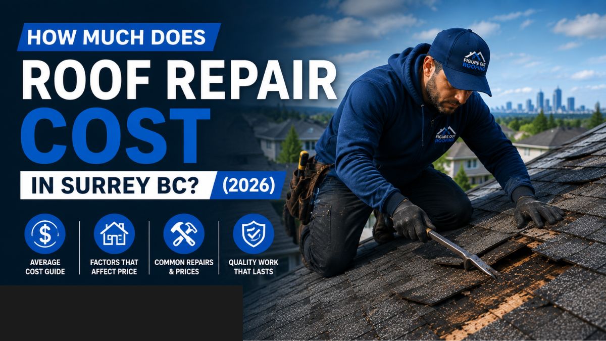 Roof Repair Cost Surrey BC – professional roofer inspecting a residential roof